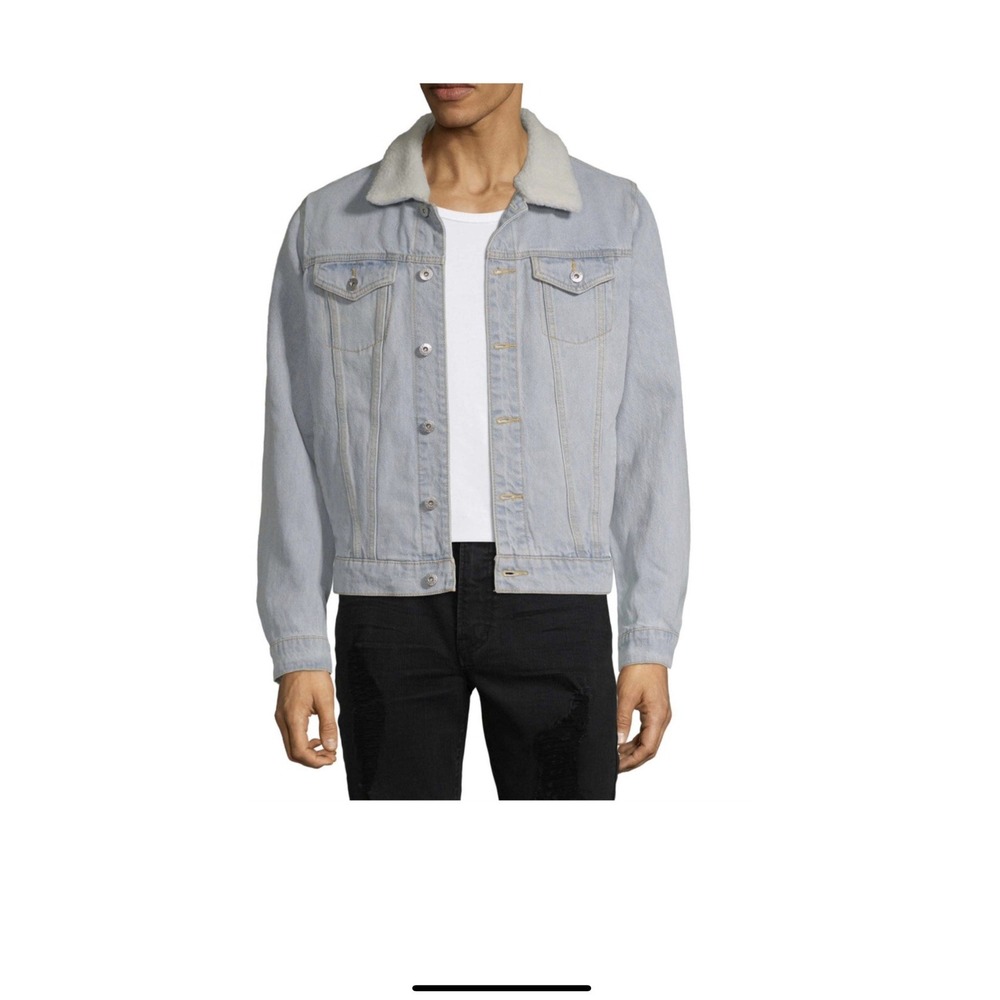 New Men's Arizona Jean Co. Light Blue Sherpa Jacket sz Small Jacket Coat Denim